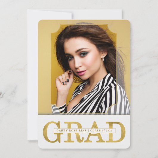Aankondiging afstuderen Faux Gold Vertical Foto (Voorkant)