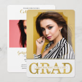 Aankondiging afstuderen Faux Gold Vertical Foto (Voorkant / Achterkant)