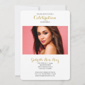 Aankondiging afstuderen Faux Gold Vertical Foto (Achterkant)