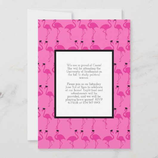 Aankondiging Afstuderen Flamingo Tropical Photo  (Achterkant)