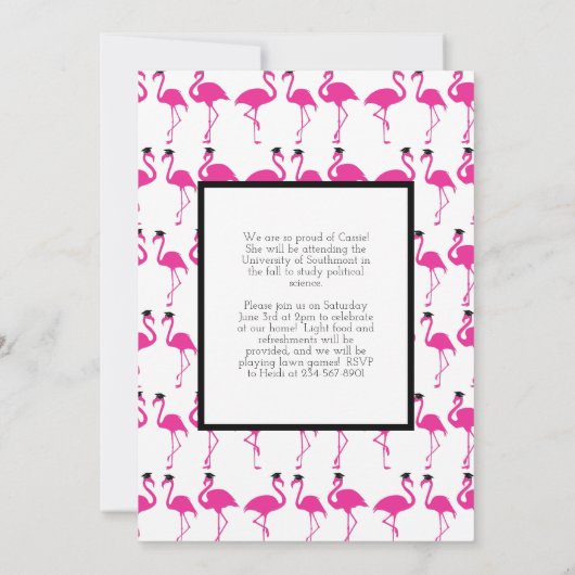 Aankondiging Afstuderen Flamingo Tropical Photo  (Achterkant)