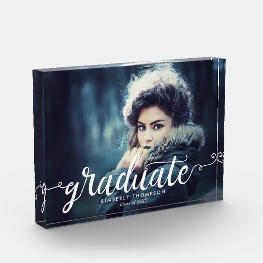 Aankondiging afstuderen Foto Elegant Script Chic (Links)