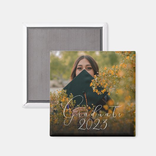 Aankondiging Afstuderen Fun Modern Script-foto Magneet (Voorkant / Achterkant)