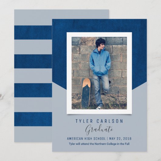 Aankondiging Afstuderen gekleurde achtergrondfoto' (Voorkant / Achterkant)