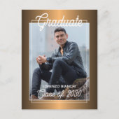 Aankondiging Afstuderen Glossy Faux Red Copper Briefkaart (Voorkant)