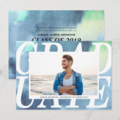 Aankondiging afstuderen gradiënt blauwe Waterverf (Voorkant / Achterkant)