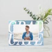 Aankondiging afstuderen gradiënt blauwe Waterverf (Staand voorkant)