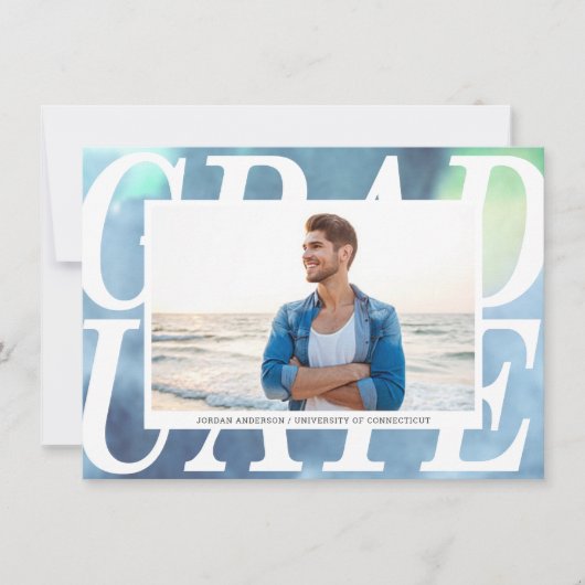 Aankondiging afstuderen gradiënt blauwe Waterverf (Voorkant)