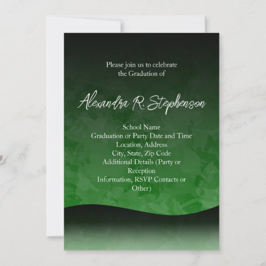 Aankondiging Afstuderen Groen en Zwart Golf 5x7 (Achterkant)