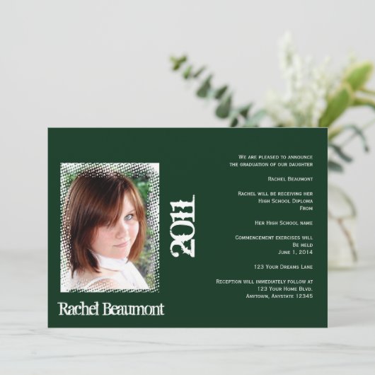 Aankondiging Afstuderen Groene en Witte Grunge (Staand voorkant)