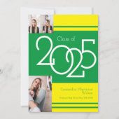 Aankondiging Afstuderen Groene Gele Schoolkleuren (Voorkant)