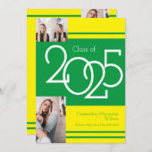 Aankondiging Afstuderen Groene Gele Schoolkleuren (Voorkant / Achterkant)