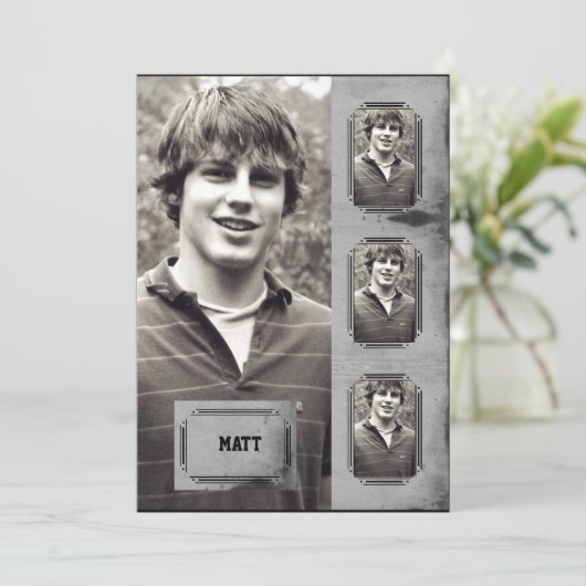 Aankondiging Afstuderen Grunge Border Photo Panel (Staand voorkant)