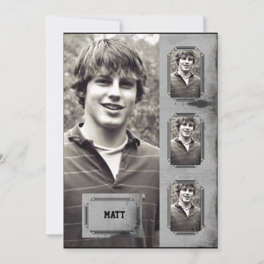 Aankondiging Afstuderen Grunge Border Photo Panel (Voorkant)