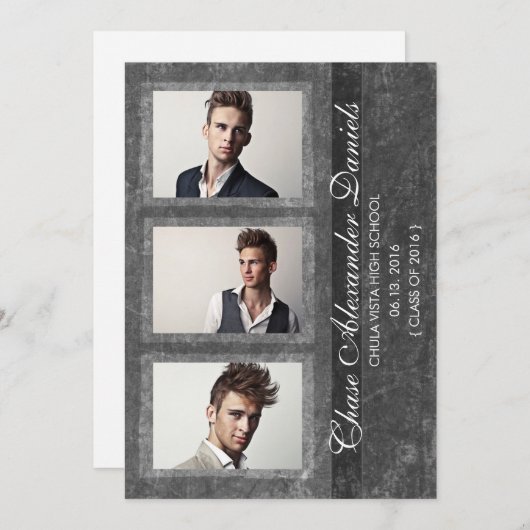 Aankondiging Afstuderen Grunge Grey 2016 (Voorkant / Achterkant)