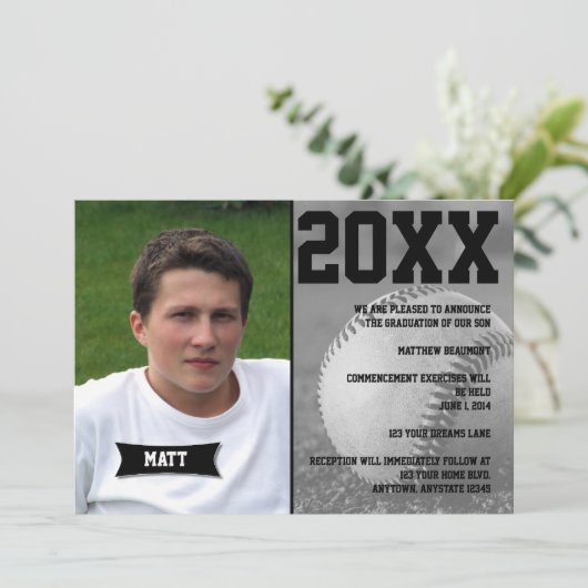 Aankondiging Afstuderen honkbal (Staand voorkant)