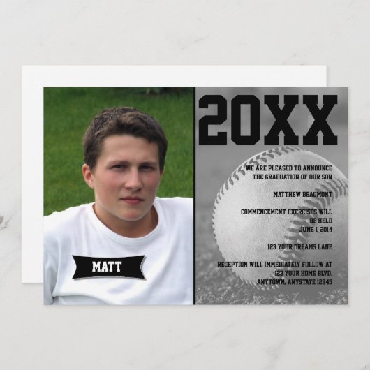 Aankondiging Afstuderen honkbal (Voorkant / Achterkant)