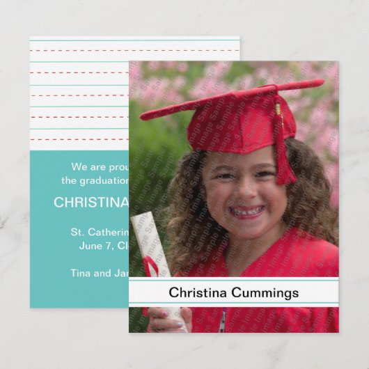 Aankondiging Afstuderen Kindergarten Stripes (Voorkant / Achterkant)