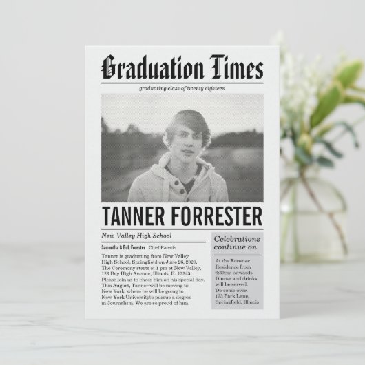 Aankondiging Afstuderen kranten (Staand voorkant)