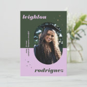 Aankondiging Afstuderen lavender & Green Photo (Staand voorkant)