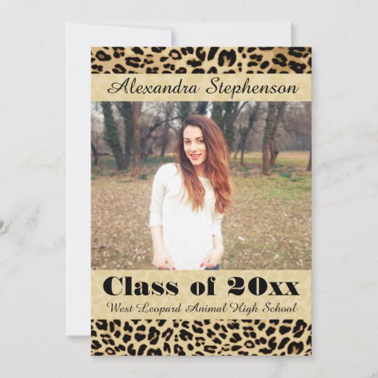 Aankondiging Afstuderen Leopard Skin Photo  (Voorkant)