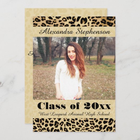 Aankondiging Afstuderen Leopard Skin Photo (Voorkant / Achterkant)