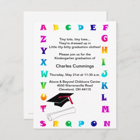 Aankondiging Afstuderen Little Tots Kindergarten (Voorkant / Achterkant)