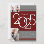 Aankondiging Afstuderen Maroon Gray School Colors (Voorkant)