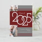 Aankondiging Afstuderen Maroon Gray School Colors (Staand voorkant)