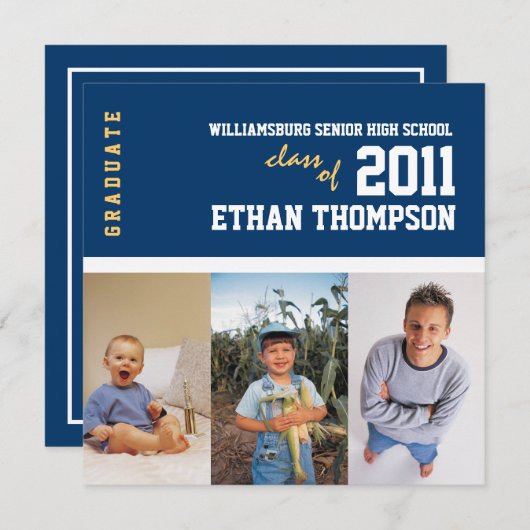 Aankondiging afstuderen met 3 foto's bij de marine (Voorkant / Achterkant)