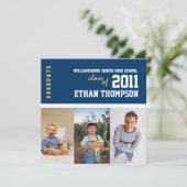 Aankondiging afstuderen met 3 foto's bij de marine (Staand voorkant)