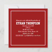 Aankondiging afstuderen met 3 foto's in rood (Achterkant)