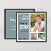 Aankondiging afstuderen met 3 Foto's Steel Blue (Voorkant / Achterkant)