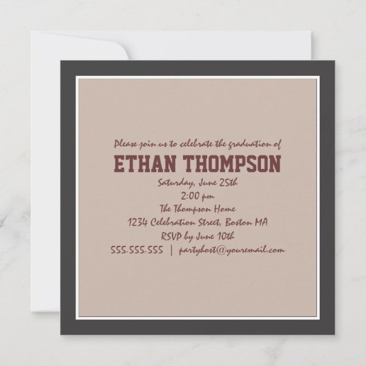 Aankondiging afstuderen met 3 foto's Tan Brown (Achterkant)