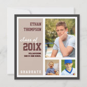 Aankondiging afstuderen met 3 foto's Tan Brown (Voorkant)