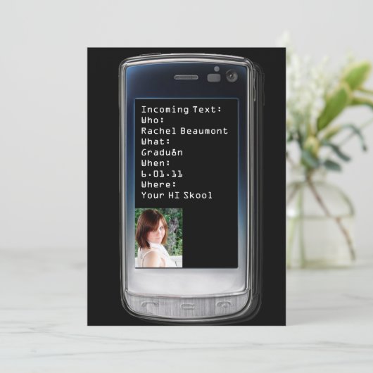 Aankondiging Afstuderen mobiele telefoon (Staand voorkant)