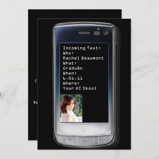 Aankondiging Afstuderen mobiele telefoon (Voorkant / Achterkant)