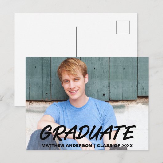Aankondiging Afstuderen Modern Cool Foto (Voorkant / Achterkant)