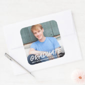 Aankondiging Afstuderen Modern Cool Foto Vierkante Sticker (Envelop)