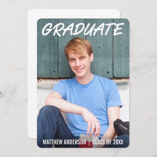 Aankondiging Afstuderen Modern Cool Foto WTR (Voorkant / Achterkant)