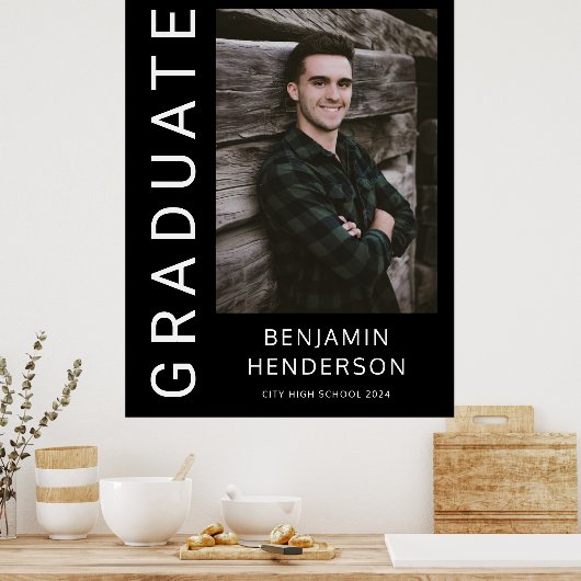 Aankondiging Afstuderen Modern Photo Boy 2023 Poster (Keuken)