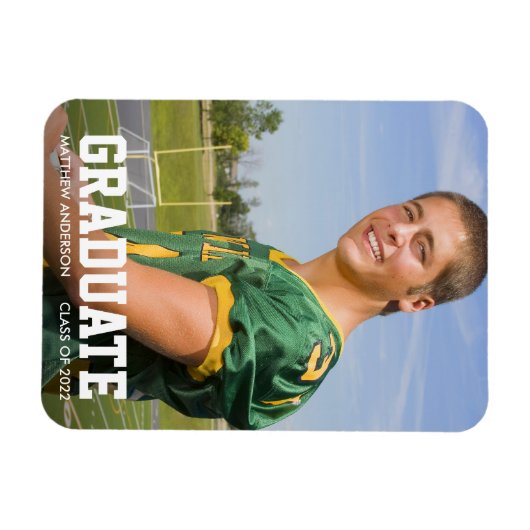 Aankondiging Afstuderen Modern Sporty Foto Magneet (Horizontaal)