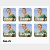 Aankondiging Afstuderen Modern Sporty Foto Vierkante Sticker (Vel)