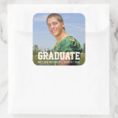 Aankondiging Afstuderen Modern Sporty Foto Vierkante Sticker (Tas)