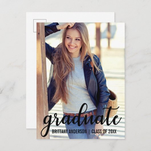 Aankondiging Afstuderen Modern Trendy Foto (Voorkant / Achterkant)