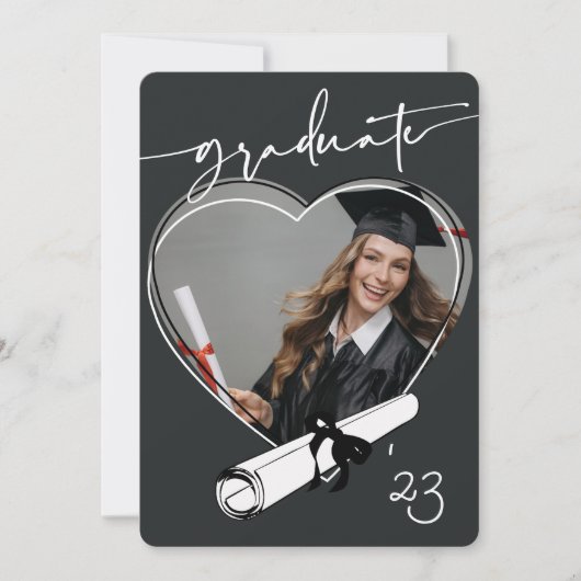 Aankondiging Afstuderen MODERN UNIGUE HEART LIJST (Voorkant)