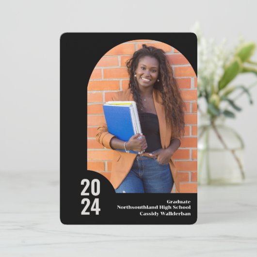 Aankondiging Afstuderen moderne Arch Photo (Staand voorkant)