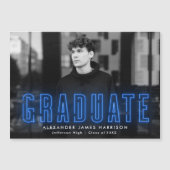 Aankondiging Afstuderen moderne blauwe neonfoto (Voorkant)