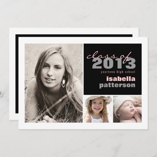Aankondiging Afstuderen moderne en oude foto's (Voorkant / Achterkant)