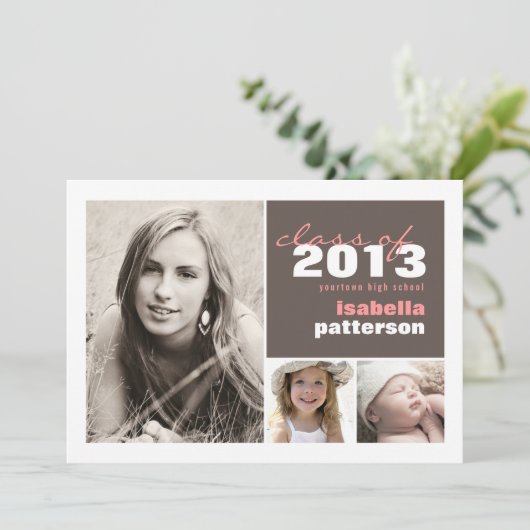 Aankondiging Afstuderen moderne en oude foto's (Staand voorkant)